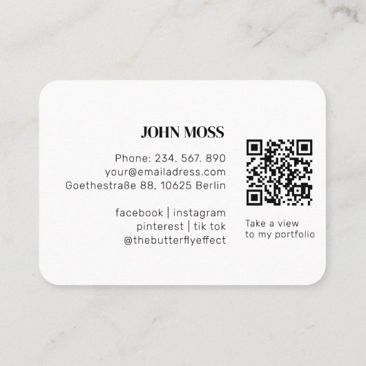 Moderne minimale witte QR-code Visitekaartje (Achterkant)