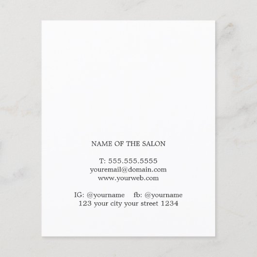 Moderne Minimale Witte Roos Salon Prijslijst Flyer (Achterkant)