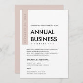 MODERNE MINIMALE WITTE ROZE CONFERENTIE EVENEMENT KAART (Voorkant / Achterkant)