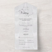 Moderne minimale witte satijnen taffeta diner all in one uitnodiging (Binnen)