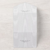 Moderne minimale witte satijnen taffeta QR-code All In One Uitnodiging (Buitenkant)