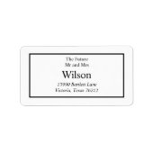 Moderne, minimale witte schijf op zwart retouradre etiket (Voorkant)