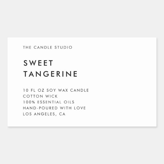 Moderne, minimale witte verpakking Kandle Cosmetic Rechthoekige Sticker (Voorkant)