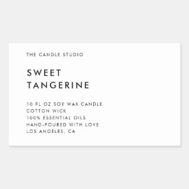 Moderne, minimale witte verpakking Kandle Cosmetic Rechthoekige Sticker