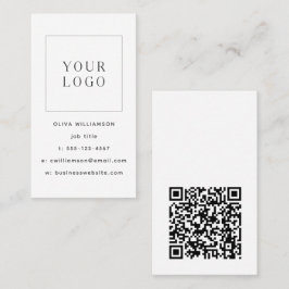 Moderne minimale witte verticale Logo QR-code Visitekaartje