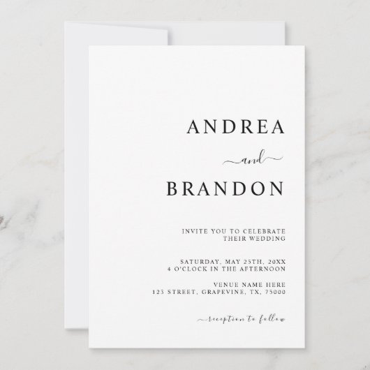 Moderne, minimale witte vlek in één huwelijk kaart (Voorkant)