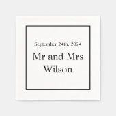 Moderne, minimale witte vlekken op zwarte dinersta servet (Voorkant)