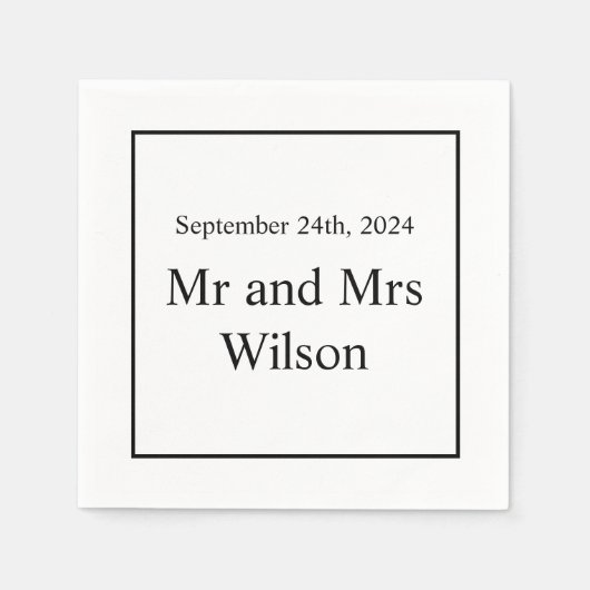 Moderne, minimale witte vlekken op zwarte dinersta servet (Voorkant)