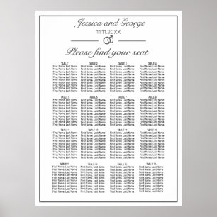 Moderne minimale witte zittingsgrafiek 16 tabellen poster