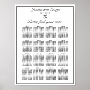 Moderne minimale witte zittingsgrafiek 16 tabellen poster