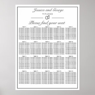 Moderne, minimale witte-zittingsgrafiek 20 tabelle poster