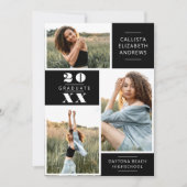 Moderne minimale witte zwarte foto-raster Afstuder Kaart (Voorkant)