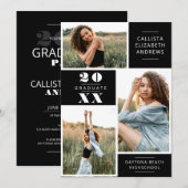 Moderne minimale witte zwarte foto-raster Afstuder Kaart (Voorkant / Achterkant)