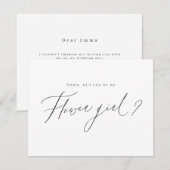 Moderne minimale word je mijn bloemenmeisje script kaart (Voorkant / Achterkant)