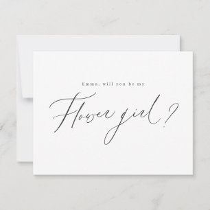 Moderne minimale word jij mijn bloemenmeisje scrip kaart
