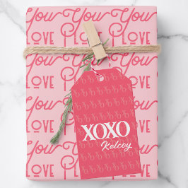 Moderne, minimale XOXO roze Valentijnsdag Cadeaulabel