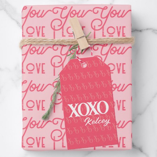 Moderne, minimale XOXO roze Valentijnsdag Cadeaulabel