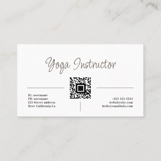 Moderne minimale yoga persoonlijke trainer aangepa visitekaartje (Achterkant)