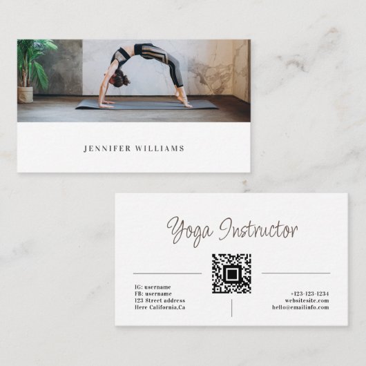Moderne minimale yoga persoonlijke trainer aangepa visitekaartje (Voorkant / Achterkant)