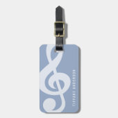 Moderne minimale zachte pastelblauwe muziek symboo bagagelabel (Voorkant verticaal)