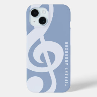 Moderne minimale zachte pastelblauwe muziek symboo iPhone 15 case