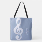 Moderne minimale zachte pastelblauwe muziek symboo tote bag (Voorkant)