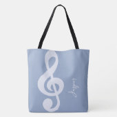 Moderne minimale zachte pastelblauwe muziek symboo tote bag (Achterkant)