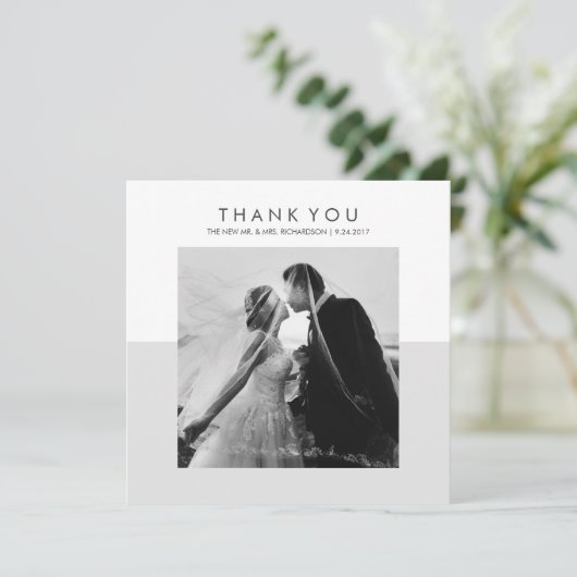 Moderne minimale zachte troep - Foto Bedankkaart (Staand voorkant)