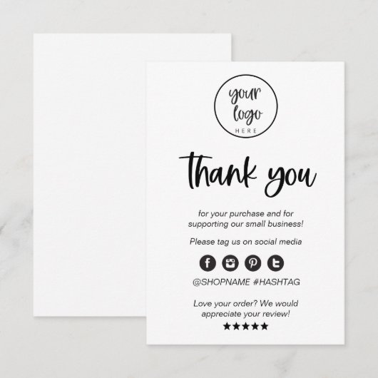 Moderne minimale zakelijke dank voor het invoegen bedankkaart (Voorkant / Achterkant)