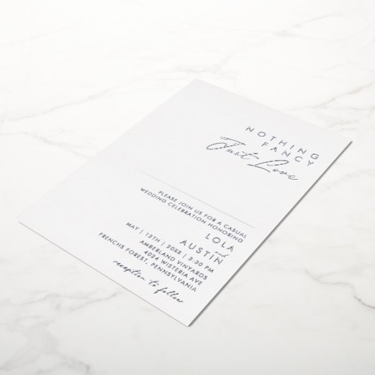 Moderne minimale zilver niets Fancy gewoon van ech Folie Uitnodiging (Gedraaid)