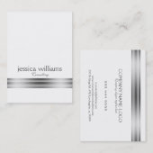 Moderne, minimale zilveren strepe Accent Visitekaartje (Voorkant / Achterkant)
