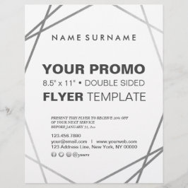 Moderne, minimale zilvergeometrische 8,5 x 11 inch flyer
