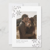 Moderne, minimale zilversneeuwvlokken feestdagenkaart (Voorkant)