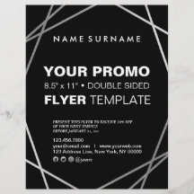 Moderne, minimale zilverzwarte geometrische 8,5 x 