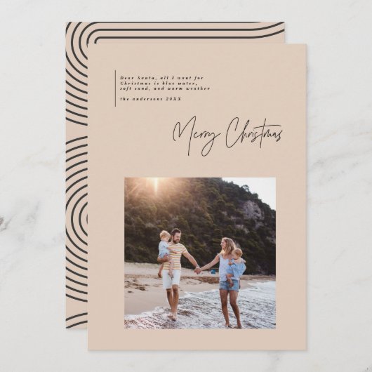 Moderne, minimale zonnige kerstfotoscript (Voorkant / Achterkant)