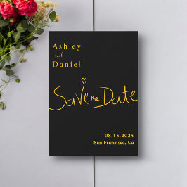 Moderne minimale zwart en goud elegante chique bru save the date
