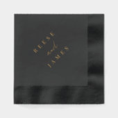 Moderne Minimale Zwart & Goud bruiloft Folie Servetten (Voorkant)
