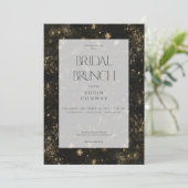 Moderne minimale zwart & goud glitter bruids brunc kaart (Staand voorkant)