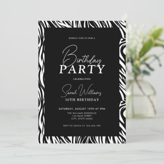 Moderne minimale zwart-wit 30e verjaardag kaart (Staand voorkant)