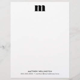 Moderne, minimale zwart-wit, aangepast monogram briefhoofd