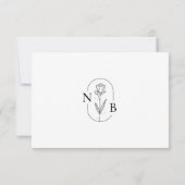 Moderne minimale zwart wit bloemenbruiloft QR-code RSVP Kaartje (Achterkant)