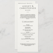 Moderne minimale zwart-wit bruiloft ceremonie programmakaart (Voorkant / Achterkant)