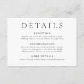 Moderne minimale zwart-wit bruiloft details informatiekaartje (Voorkant)