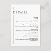 Moderne minimale zwart-wit bruiloft details informatiekaartje (Voorkant)