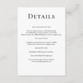 Moderne minimale zwart-wit bruiloft details informatiekaartje (Voorkant)
