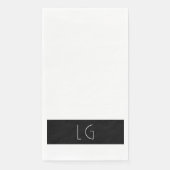 Moderne minimale zwart wit bruiloft monogram servet (Voorkant)