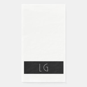 Moderne minimale zwart wit bruiloft monogram servet