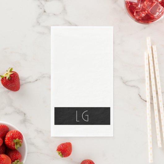 Moderne minimale zwart wit bruiloft monogram servet (Insitu)