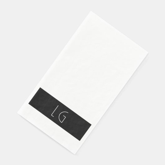 Moderne minimale zwart wit bruiloft monogram servet (Hoek)