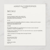 Moderne minimale zwart & wit bruiloft receptie menu (Voorkant)